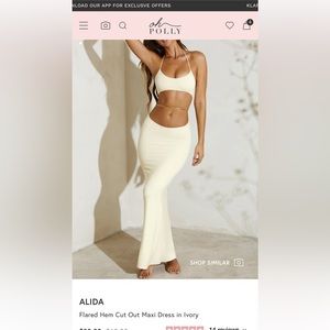 ALIDA
Flared Hem Cut Out Maxi Dress in Ivory